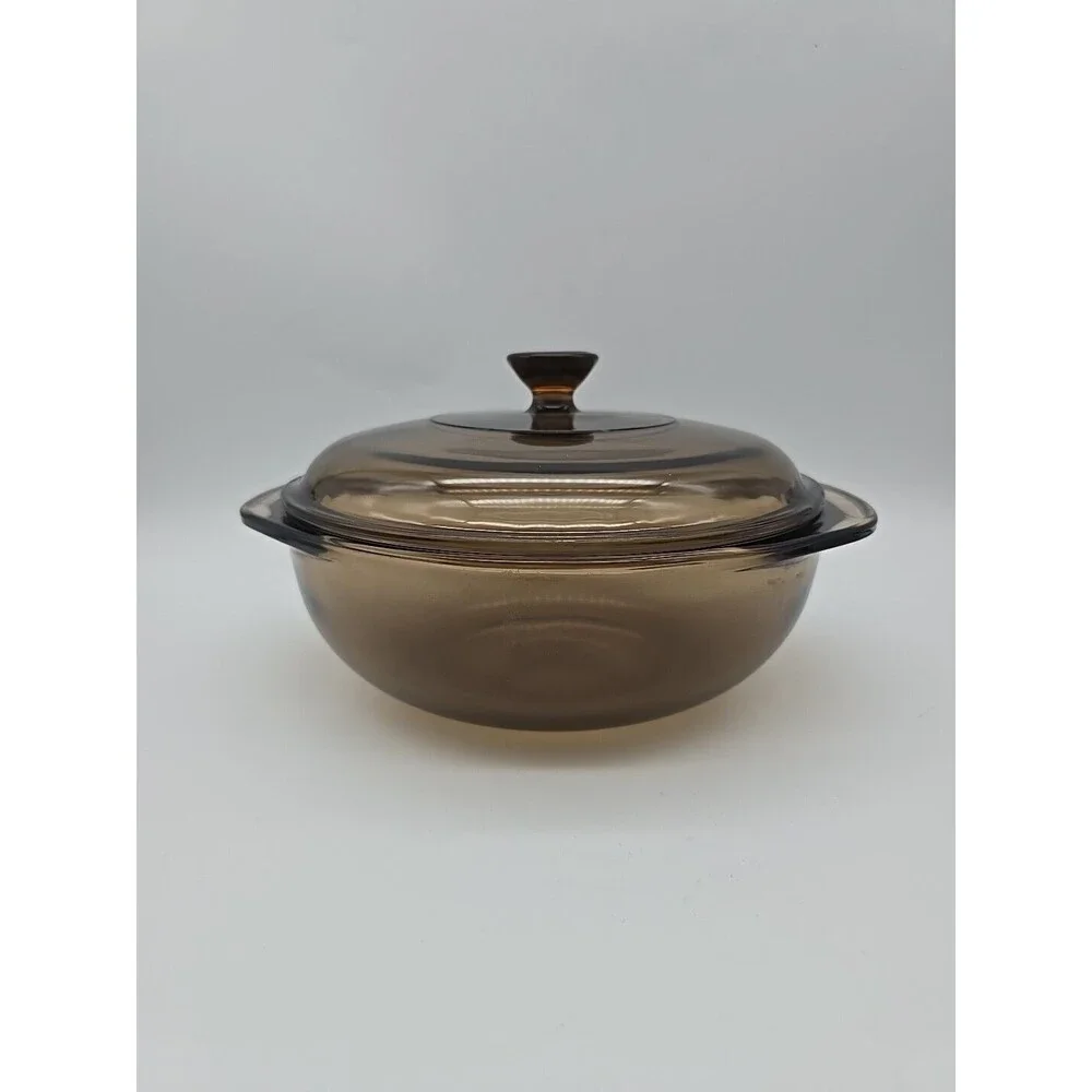 Vintage Pyrex Fireside 023-N Amber 1.5 Quart Round Covered Casserole w/ 623C Lid
